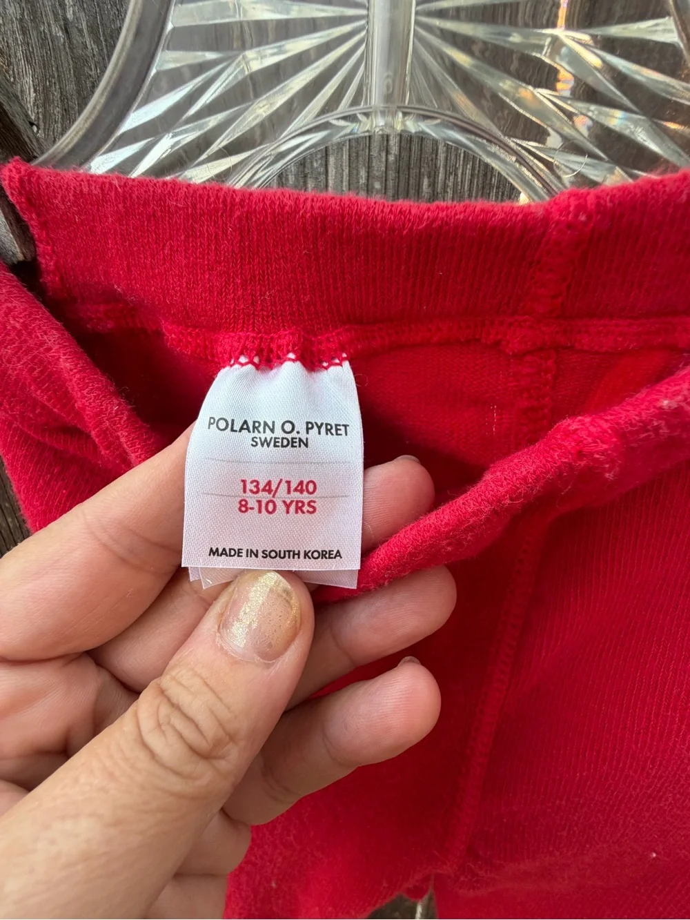Size 8-10 Polarn O. Pyret Red Striped Tights - like new